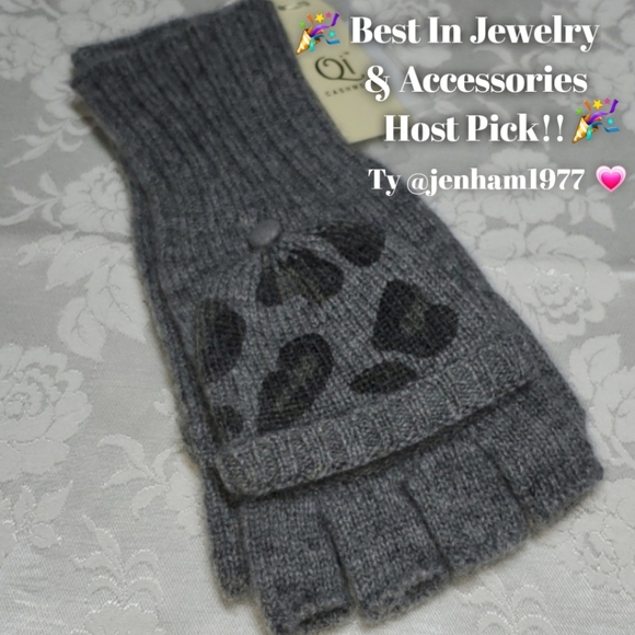Quinn Accessories - Quinn Cashmere Leopard Print Pop Top Gloves